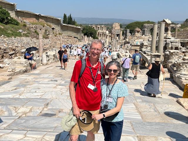 Elmer and Elaine at the agora of Ephesus.
